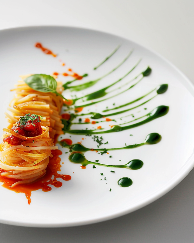 An artistic pasta dish from a Michelin-star restaurant in Modena