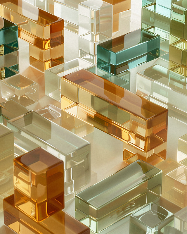 Glass blocks reflecting soft light