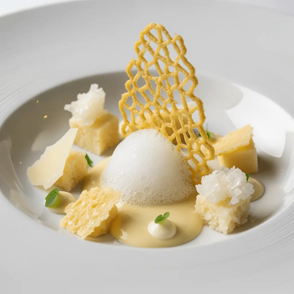 A contemporary plating inspired by the textures and aging stages of Parmigiano Reggiano